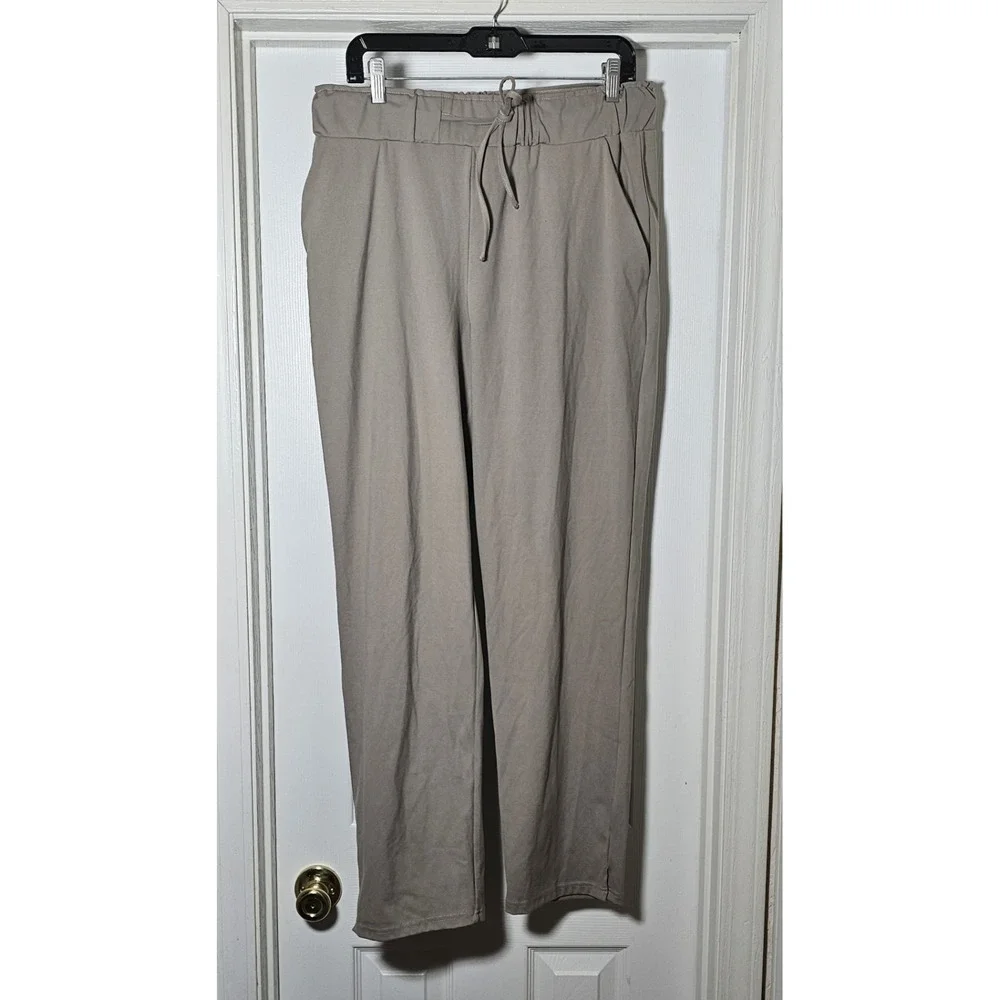 Rachel Zoe Lounge Pants Size Large Taupe Butter Soft Drawstring Pockets‎